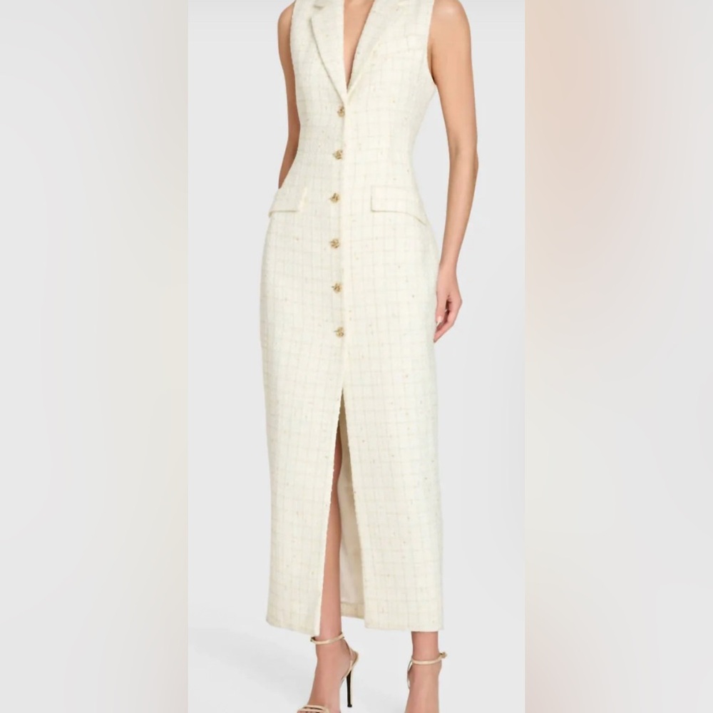 NWT Amanda Uprichard Keanu Maxi Tweed Dress, Size XS